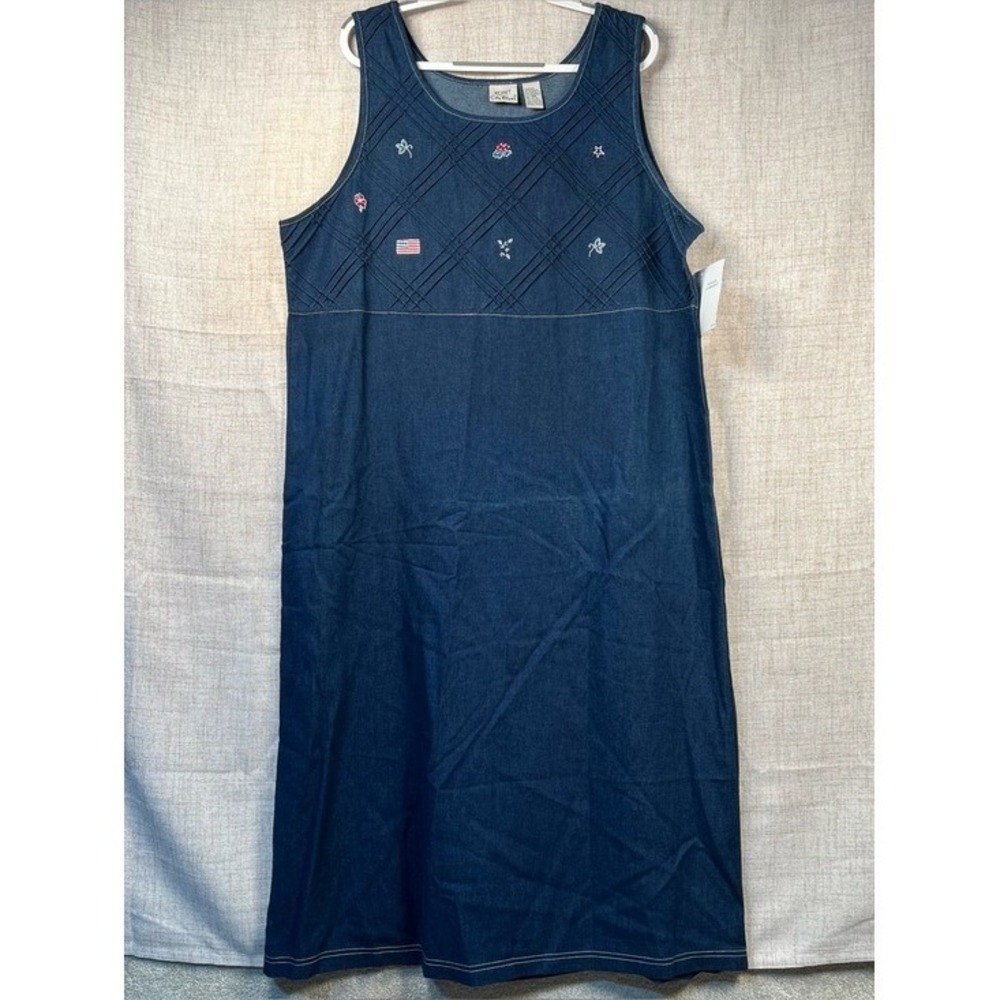 Denim Dress Sleeveless Koret City Blues Calico NWT Patriotic Summer Women's 18W
